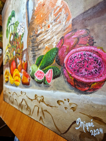 America Tropical Fruits - Handmade painting, acrylic paint over wood