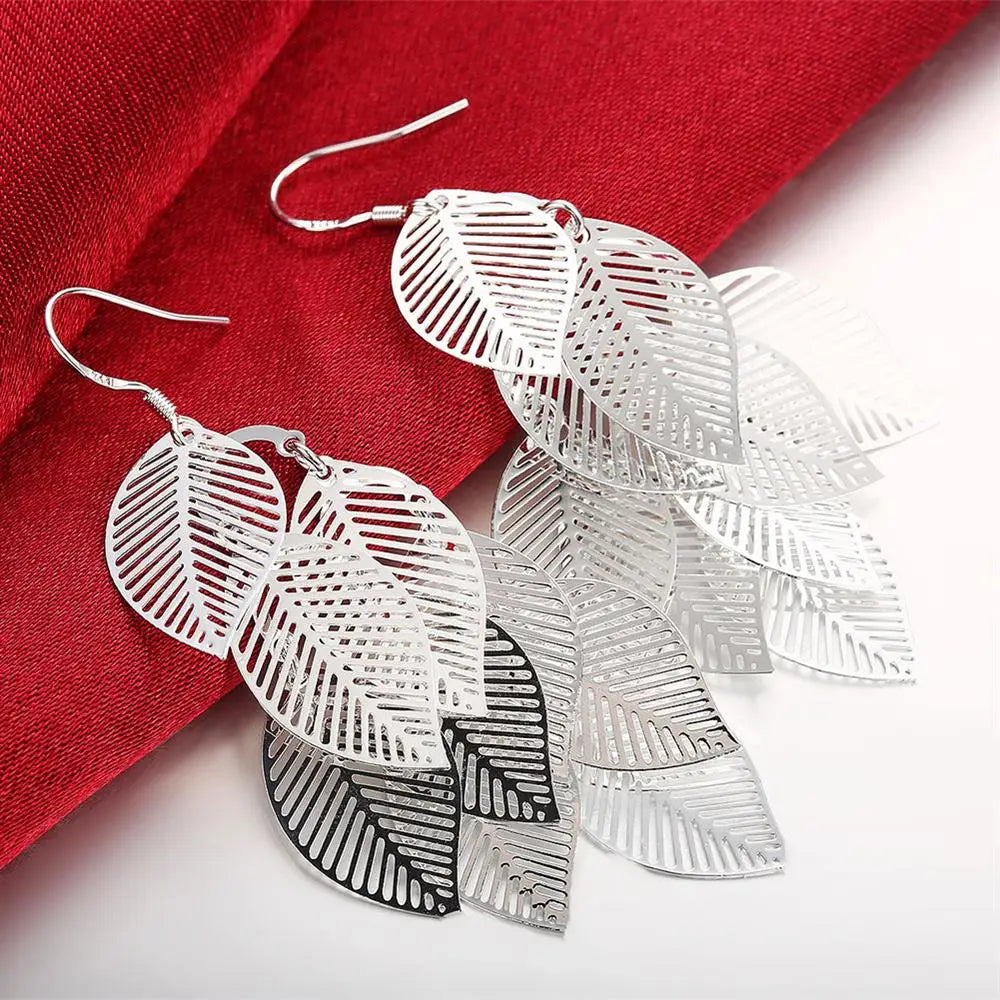 925 Sterling Silver Earrings fashion Jewelry Woman Layered