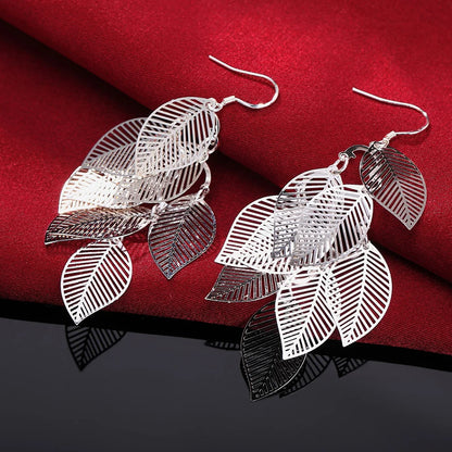 925 Sterling Silver Earrings fashion Jewelry Woman Layered