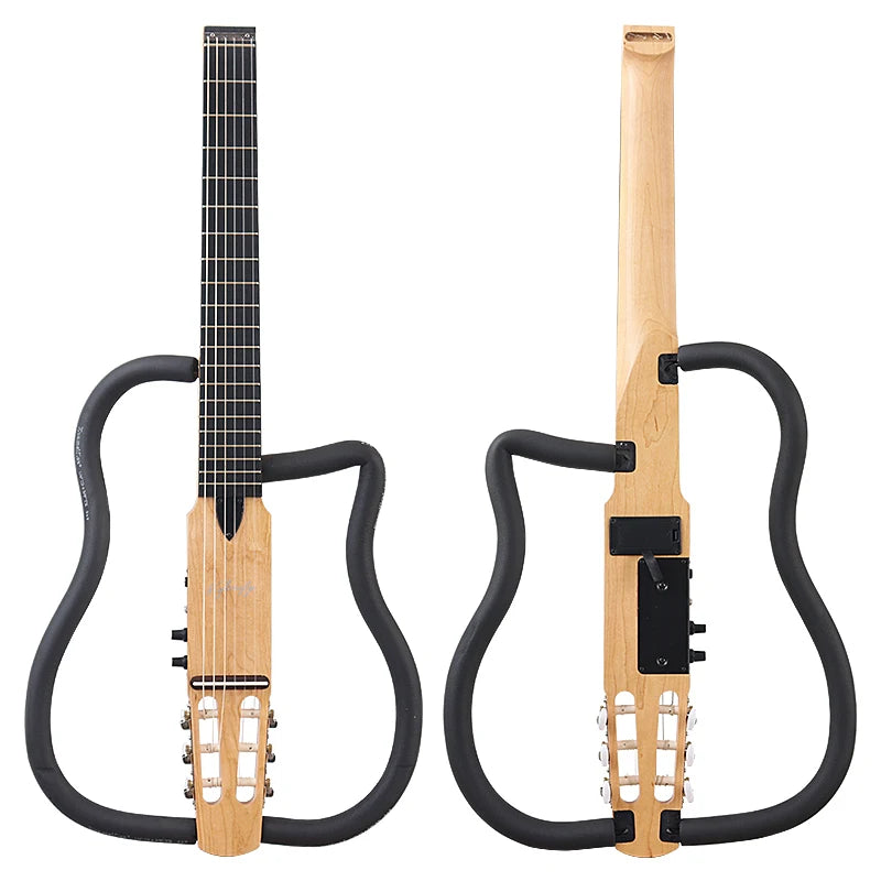 Headless Guitar 6 String Silence Classical Guitar 34 Inch Foldable Electric Guitar Full Canada Maple Wood Body Silent Style